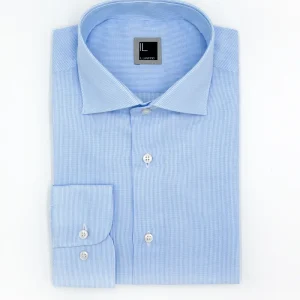 Camicia Regular Fit a Righe con Collo Francese - AZZURRO RIGATO