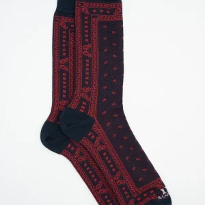 Calze Corte in Cotone Fantasia Bandana - BLU/ROSSO