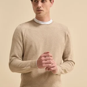 Maglia Girocollo Bicolore in Cotone - BEIGE/BIANCO