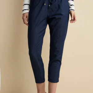 Pantalone Cropped con Coulisse in Cotone - BLU