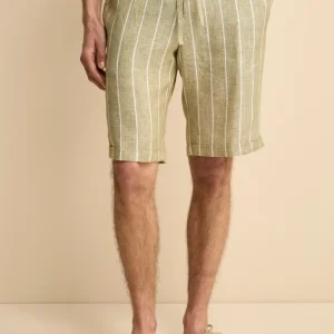 Bermuda in Lino con Coulisse - VERDE RIGATO