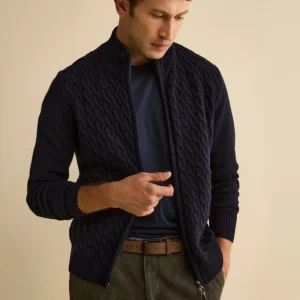 Bomber Lupetto a Trecce in Lana - BLU