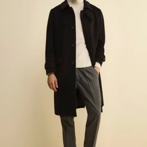 Cappotto Lungo Foderato in Lana e Cashmere - NERO