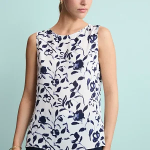 Top Floreale Elegante - FANT. BIANCO/BLU