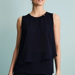 Top Elegante in Georgette con Pannelli - BLU