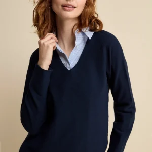 Pullover Links con Scollo a V in Cotone - BLU