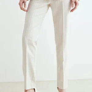 Pantaloni gessati in lurex - SABBIA