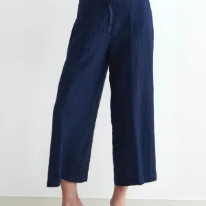Pantaloni in lino cropped - BLU COPIATIVO
