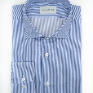Camicia Fantasia Custom Fit in Twill di Cotone - RIGATO BLU CHIARO