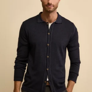 Cardigan Regular Fit in Lana Merino - BLU MARINE