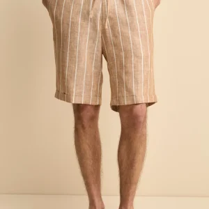 Bermuda in Lino con Coulisse - MARRONE RIGATO
