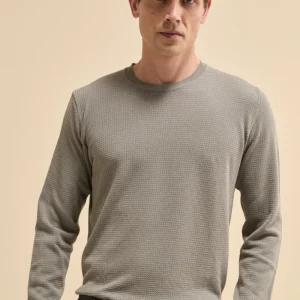 Pullover Girocollo Lavorato in Cotone - TORTORA