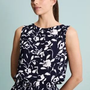 Top Floreale Elegante - FANT. BLU