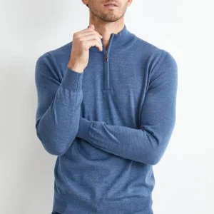 Lupetto con Zip in Lana Merino - JEANS