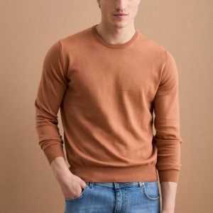 Maglia girocollo in cotone - TERRACOTTA