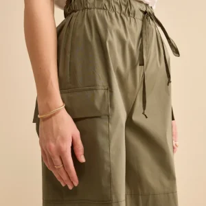 Bermuda Cargo in Tela con Coulisse - VERDE MILITARE