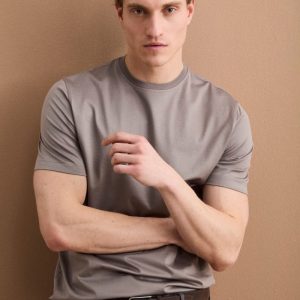 T-Shirt Slim in Filo di Scozia - GRIGIO