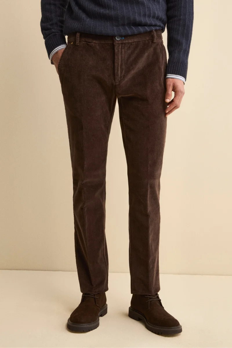 Pantalone Chino Regular Fit in Velluto - MARRONE - immagine 2