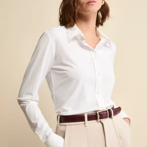 Camicia Regular Fit in Tessuto Tecnico - BIANCO