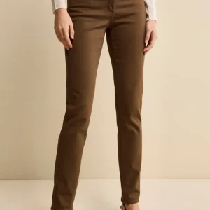 Pantalone Slim Fit in Misto Cotone - MARRONE