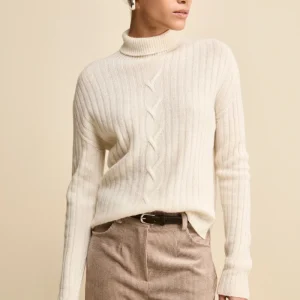 Dolcevita in Lana e Cashmere con Treccia - LATTE