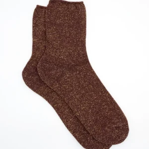 Calze Corte in Cotone con Lurex - BORDEAUX