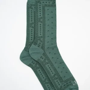 Calze Corte in Cotone Fantasia Bandana - VERDE