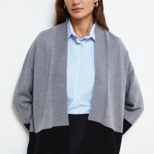 Cardigan Aperto in Lana Merino - GRIGIO