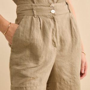 Bermuda in Lino con Bottoni - TORTORA