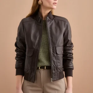 Bomber in Pelle con Tasche - T.MORO