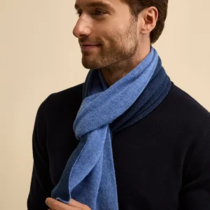 Scaldacollo in cashmere bicolore - JEANS/BLU MEL