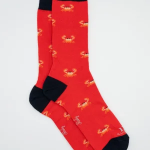 Calze Corte in Cotone Fantasia Granchi - FANT. ROSSO