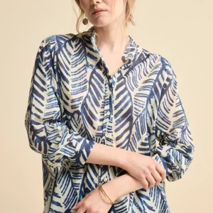 Camicia Over Coreana in Voile di Cotone - FANT. BLU