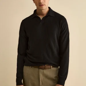 Polo Derby in Lana Merino con Toppe - NERO