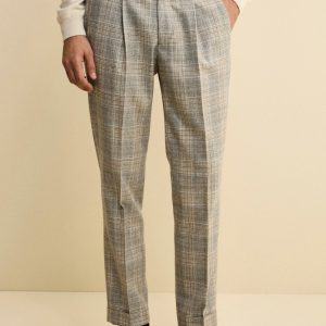 Pantalone Galles in Lana con Pinces e Risvolto - GRIGIO MELANGE