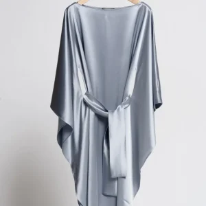Abito Kimono in Raso di Seta Argento