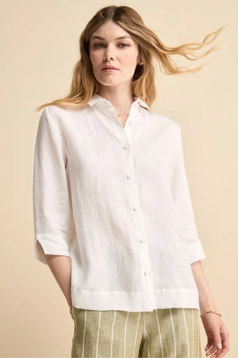 Camicia Boxy in Lino - BIANCO - immagine 2