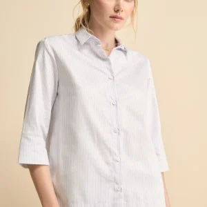 Camicia Boxy Fantasia in Cotone - GRIGIO RIGATO