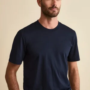 T-Shirt in Misto Cotone e Bambù - BLU