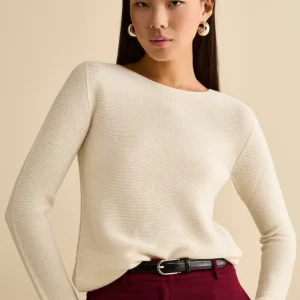 Maglia Barchetta in Lana Merino - ECRU