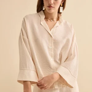Camicia Over Coreana con Manica Kimono - BIANCO
