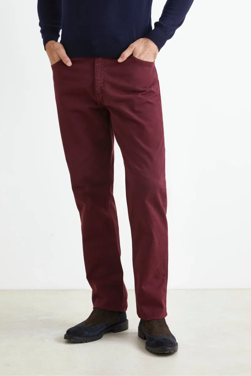 Pantalone Cinque Tasche Regular Fit - BORDEAUX - immagine 2