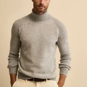 Dolcevita Jacquard in Lana e Cashmere - GRIGIO/BEIGE