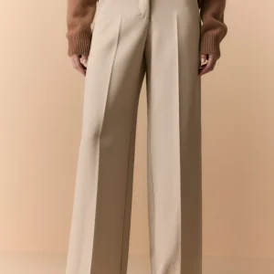 Pantalone a palazzo con piega - PANNA