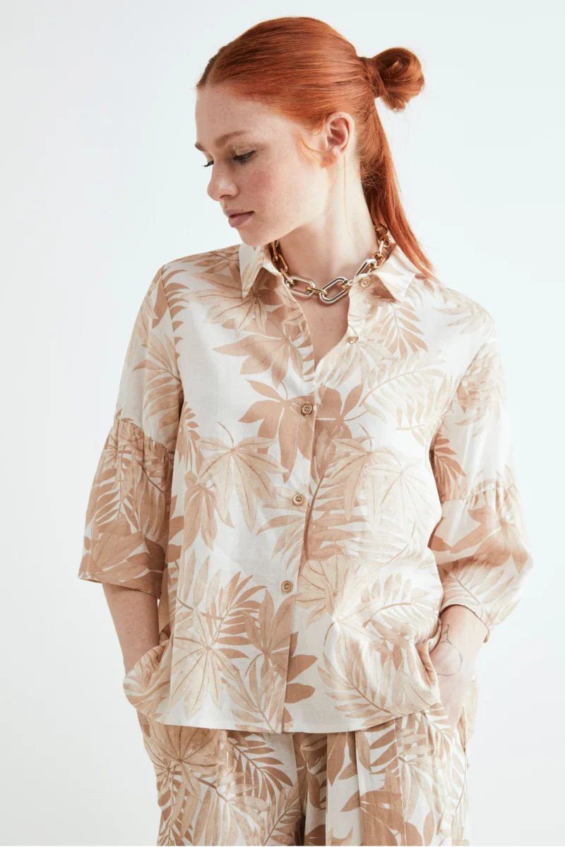 Camicia morbida in lino - FANT. BEIGE - immagine 2