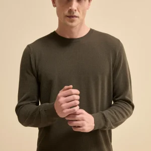 Pullover Girocollo Lavorato in Cotone - VERDE