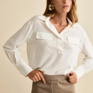 Blusa Over in Garza con Pattine - PANNA