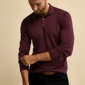 Polo con Bottoni in Seta e Cashmere - MELANZANA