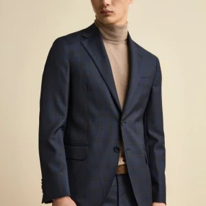 Abito Slim Fit Check Foderato in Lana Vergine - BLU QUADRI