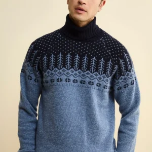 Dolcevita Norvegese Over in Lana Vergine - AZZURRO MELANGE